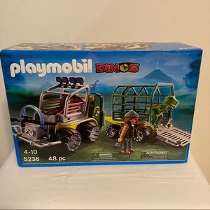 Playmobil Dinos Transport Vehicle W/Baby T-Rex Dinosaur Retired Set #5236